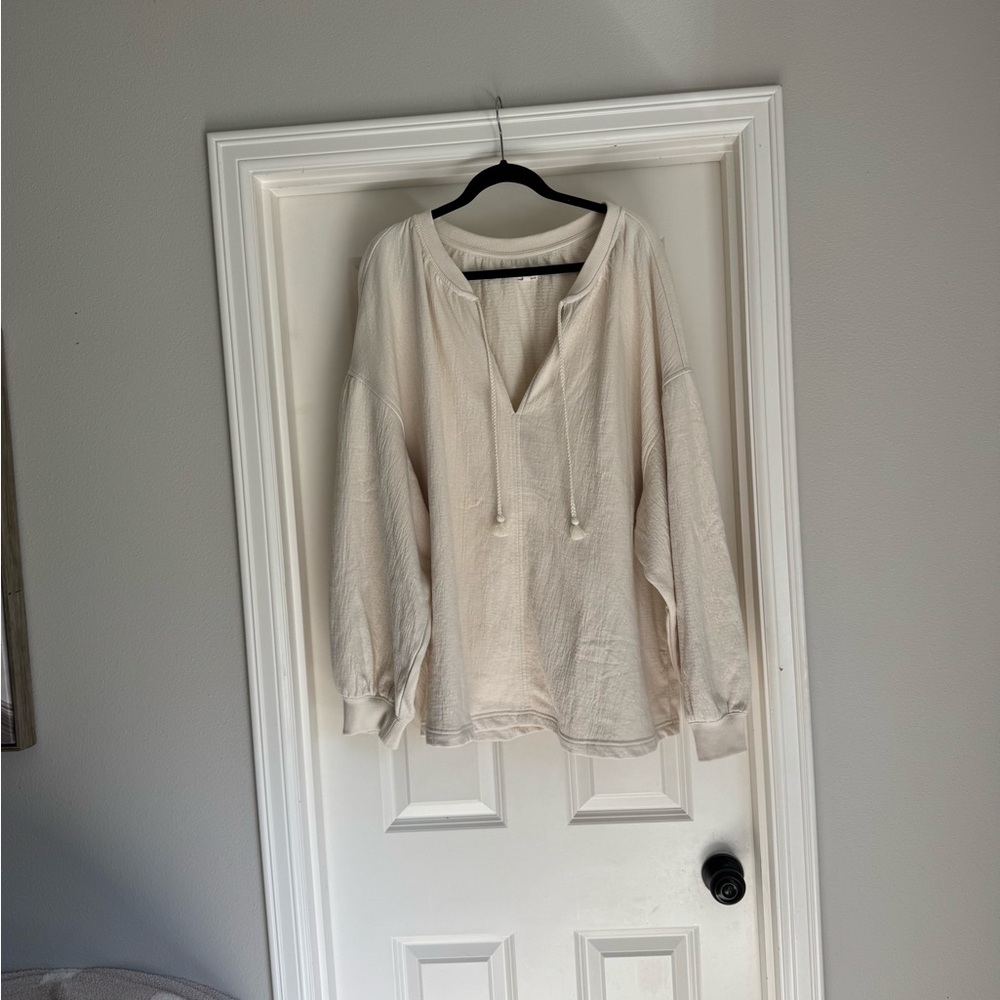 aerie Cream Lightweight Pullover Hoodie